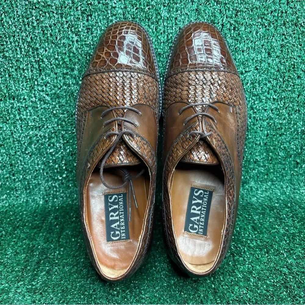 Garys International‎ Woven Leather Genuine Crocodile Shoes Sz 8.5 Made in Spain